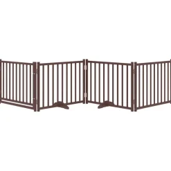 vidaXL 4-tlg. Hundetor mit Tür Faltbar Braun Eiche 320 cm Tannenholz