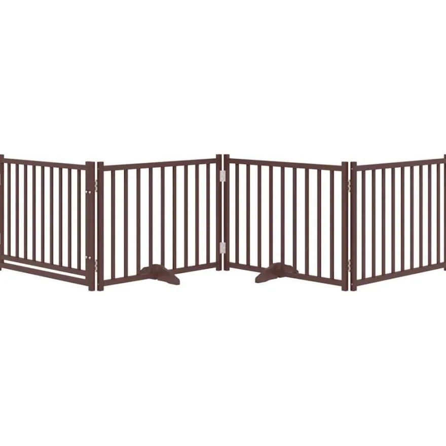 vidaXL 4-tlg. Hundetor mit Tür Faltbar Braun Eiche 320 cm Tannenholz