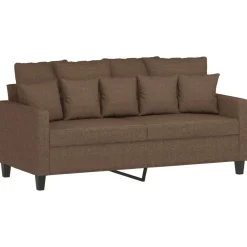 vidaXL 3-tlg. Sofagarnitur mit Kissen Braun Stoff