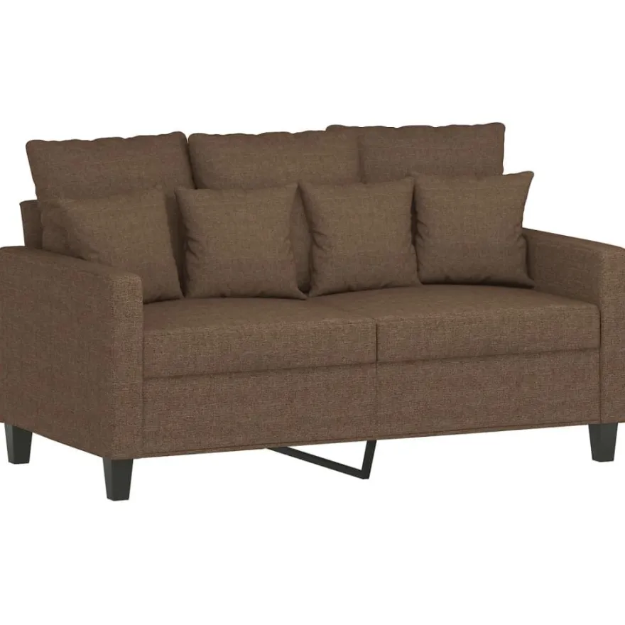 vidaXL 3-tlg. Sofagarnitur mit Kissen Braun Stoff