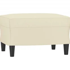 vidaXL 3-tlg. Sofagarnitur mit Kissen Creme Kunstleder