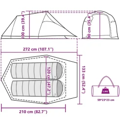 vidaXL Tunnelzelt 2 Personen Olivgrün Wasserdicht