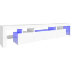 vidaXL TV-Schrank mit LED-Leuchten Weiß 215x36,5x40 cm