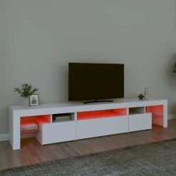 vidaXL TV-Schrank mit LED-Leuchten Weiß 215x36,5x40 cm