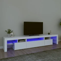 vidaXL TV-Schrank mit LED-Leuchten Weiß 215x36,5x40 cm
