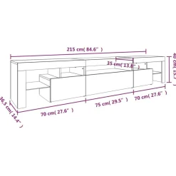 vidaXL TV-Schrank mit LED-Leuchten Weiß 215x36,5x40 cm