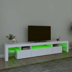 vidaXL TV-Schrank mit LED-Leuchten Weiß 215x36,5x40 cm