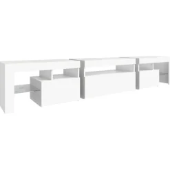 vidaXL TV-Schrank mit LED-Leuchten Weiß 215x36,5x40 cm