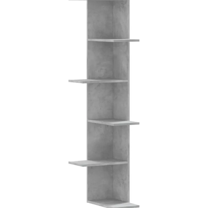 vidaXL Wand-Eckregal Betongrau 36,5x36,5x140 cm Holzwerkstoff