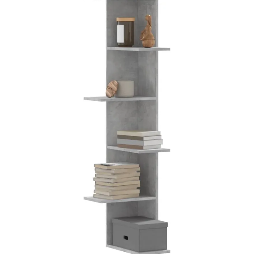 vidaXL Wand-Eckregal Betongrau 36,5x36,5x140 cm Holzwerkstoff