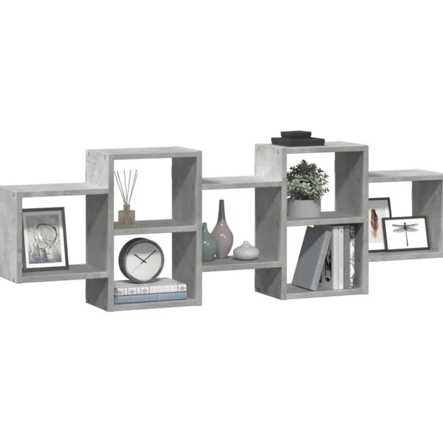 vidaXL Wandregal Betongrau 129x18x42 cm Holzwerkstoff