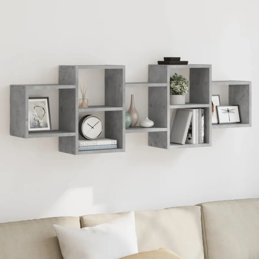 vidaXL Wandregal Betongrau 129x18x42 cm Holzwerkstoff