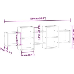 vidaXL Wandregal Betongrau 129x18x42 cm Holzwerkstoff