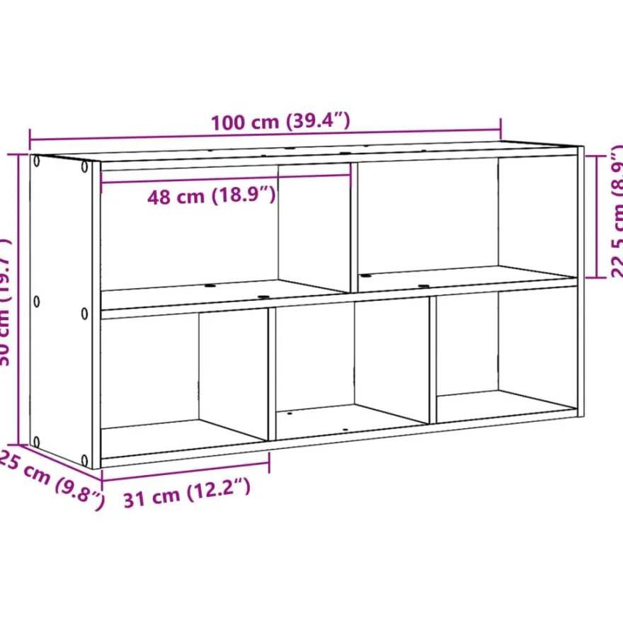 vidaXL Wandregal Betongrau 100x25x50 cm Holzwerkstoff