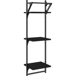 vidaXL Wandregale mit 3 Ablagen & Stangen 2 Stk. Schwarz 30x25x100 cm