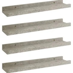 vidaXL Wandregale 4 Stk. Betongrau 40x9x3 cm