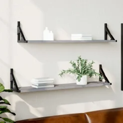 vidaXL Wandregale 2 Stk. Grau Sonoma 80x15x15,5 cm Holzwerkstoff