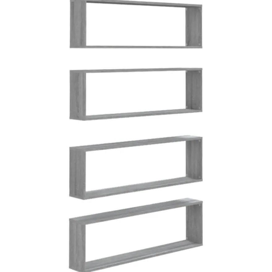 vidaXL Wandregale 4 Stk. Grau Sonoma 100x15x30 cm Holzwerkstoff