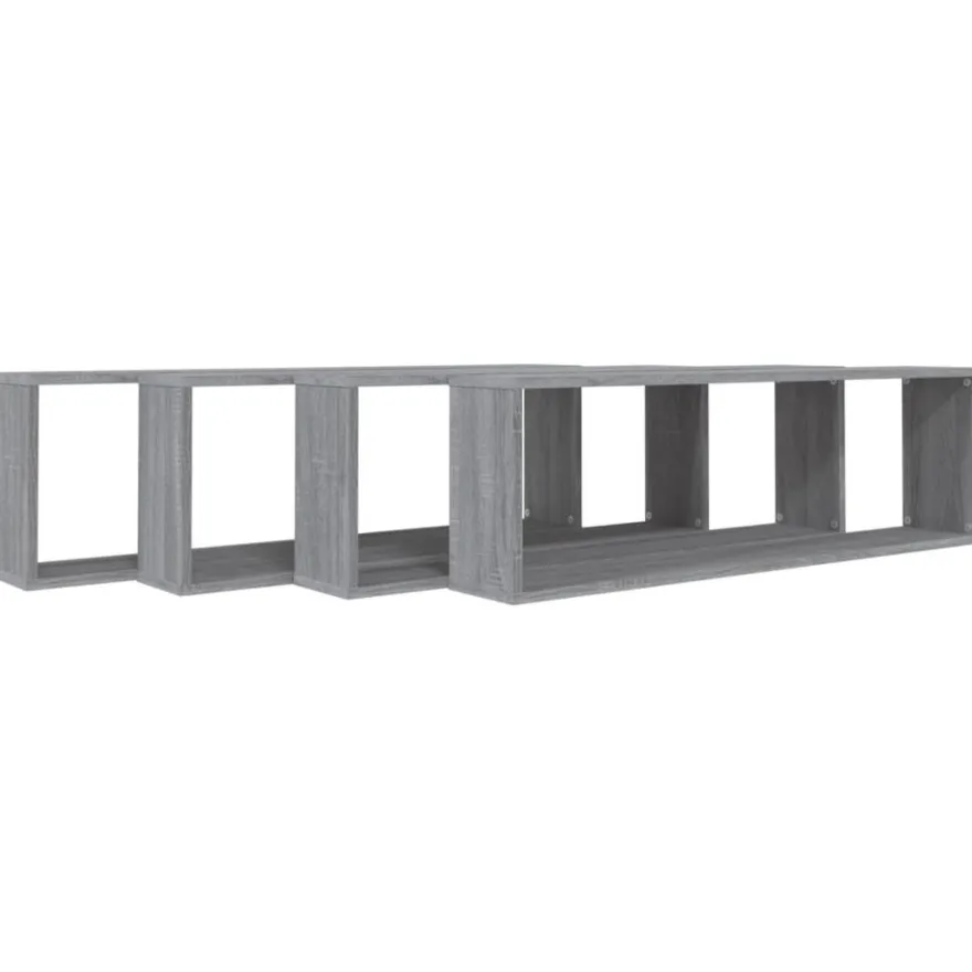 vidaXL Wandregale 4 Stk. Grau Sonoma 100x15x30 cm Holzwerkstoff