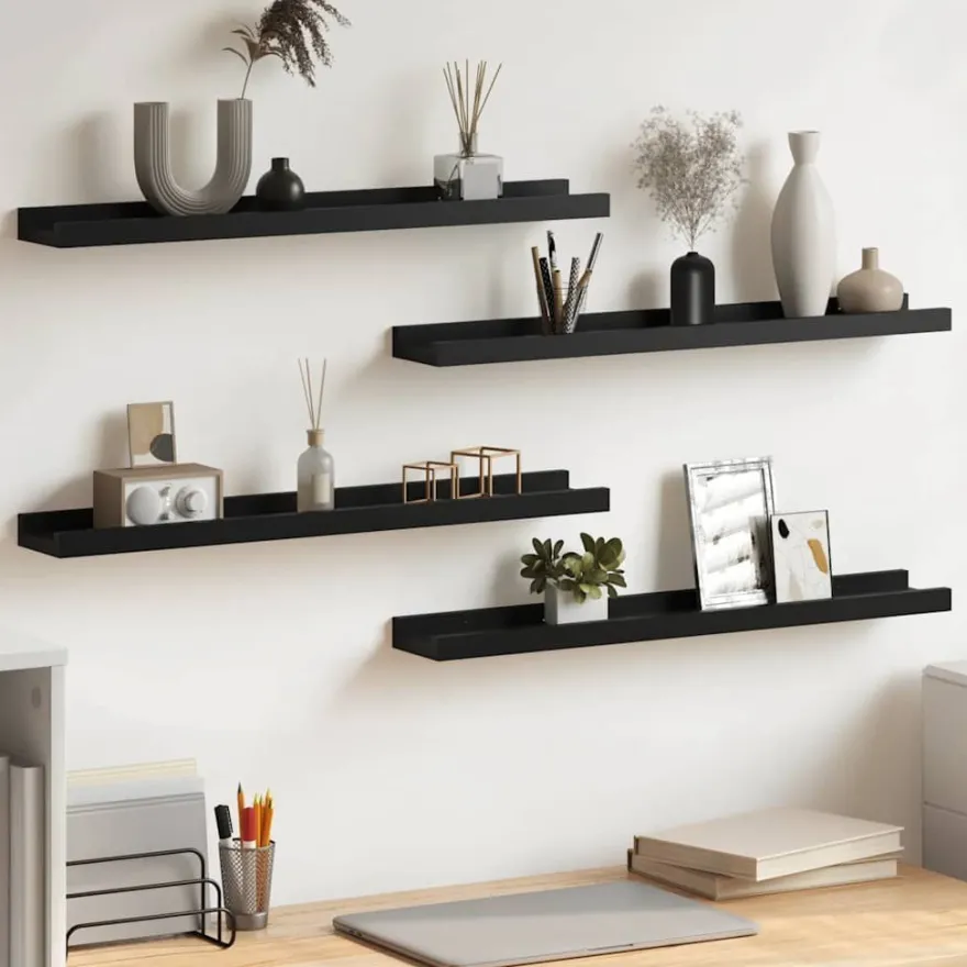 vidaXL Wandregale 4 Stk. Schwarz 60x9x3 cm