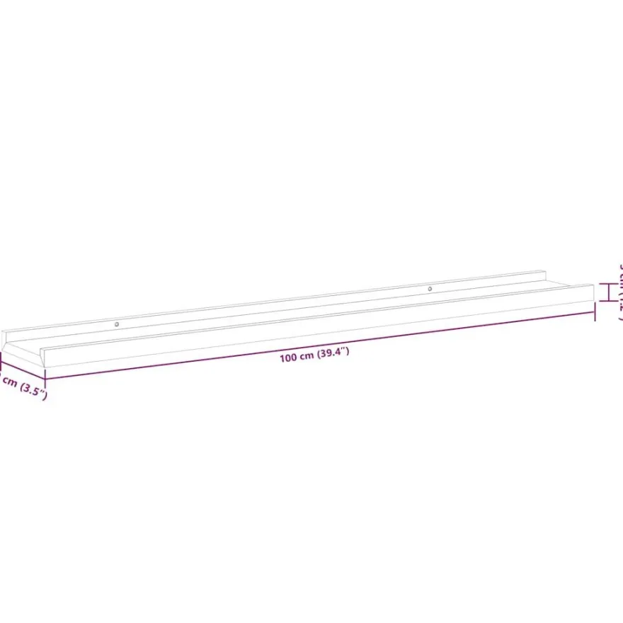 vidaXL Wandregale 2 Stk. Sonoma-Eiche 100x9x3 cm