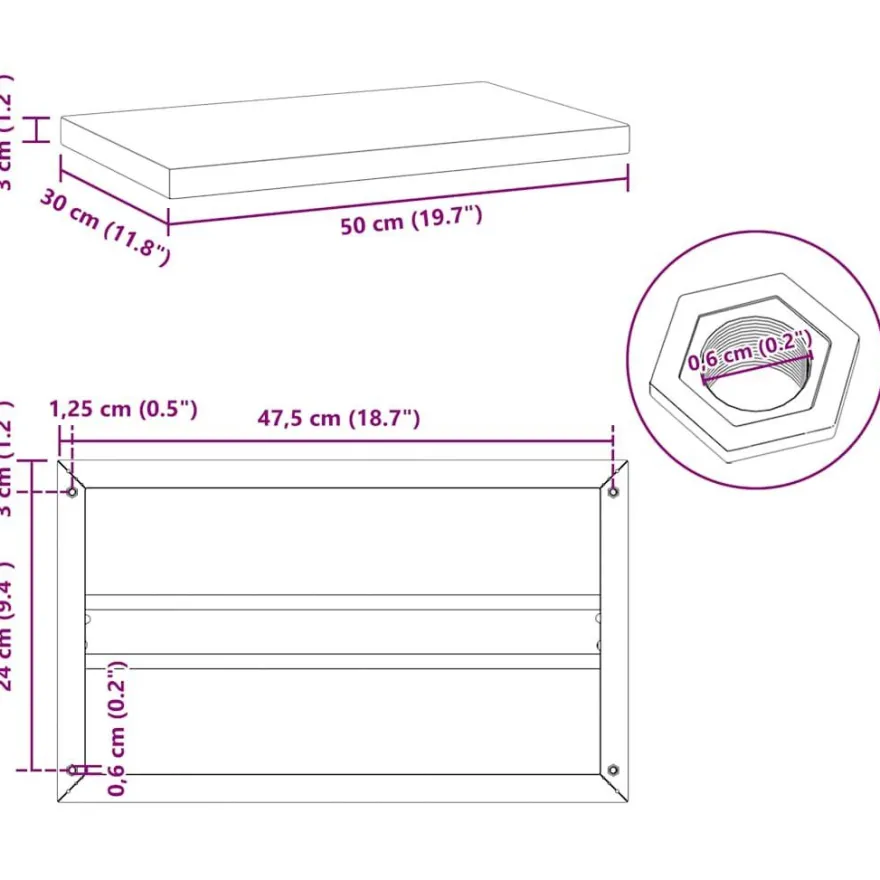 vidaXL Wandregale 2 Stk. 50x30 cm Schwarz Edelstahl