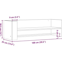 vidaXL Wandregal Weiß 100x35x30,5 cm Holzwerkstoff