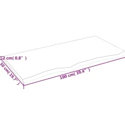 vidaXL Wandregal 100x50x2 cm Massivholz Eiche Unbehandelt