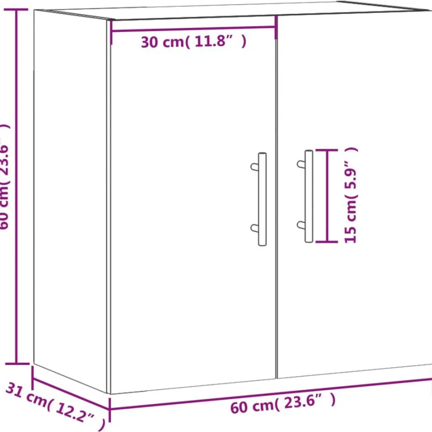 vidaXL Wandschrank Sonoma-Eiche 60x31x60 cm Holzwerkstoff