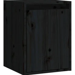 vidaXL Wandschränke 2 Stk. Schwarz 30x30x40 cm Massivholz Kiefer