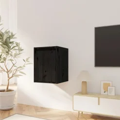 vidaXL Wandschränke 2 Stk. Schwarz 30x30x40 cm Massivholz Kiefer