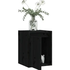 vidaXL Wandschränke 2 Stk. Schwarz 30x30x40 cm Massivholz Kiefer