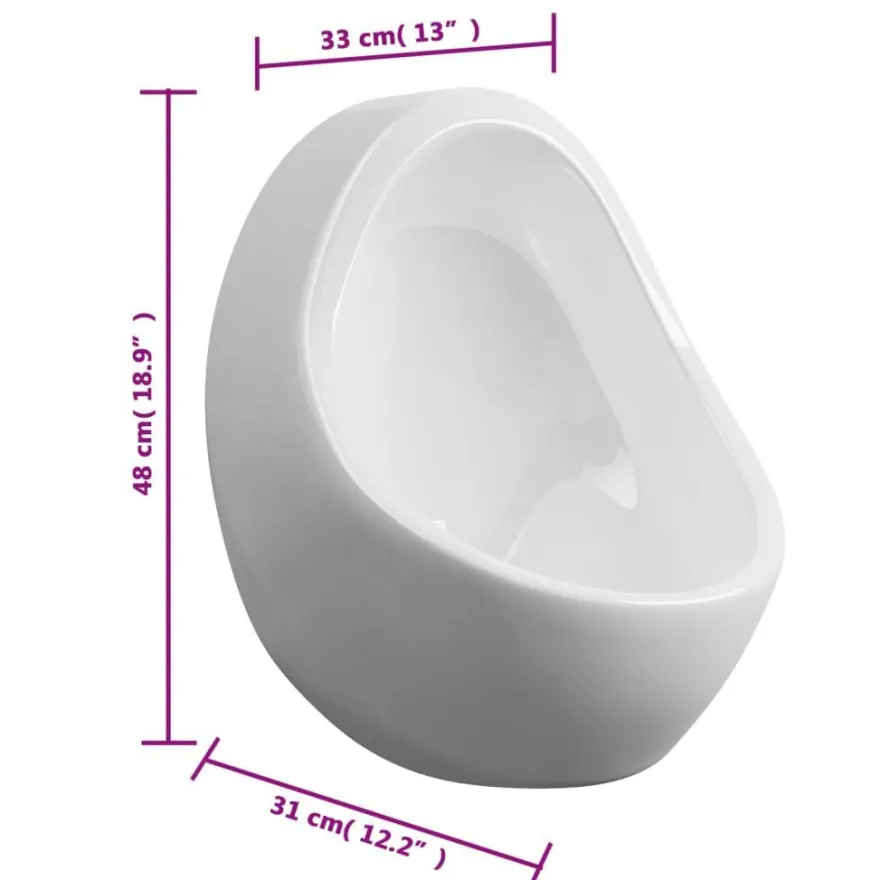 vidaXL Wandurinal mit Spülventil Keramik Weiß