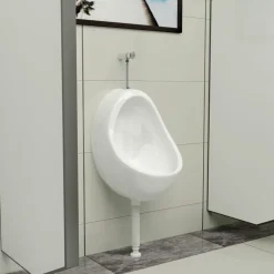 vidaXL Wandurinal mit Spülventil Keramik Weiß