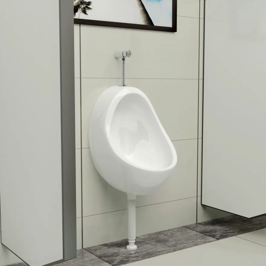 vidaXL Wandurinal mit Spülventil Keramik Weiß