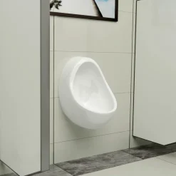 vidaXL Wandurinal mit Spülventil Keramik Weiß