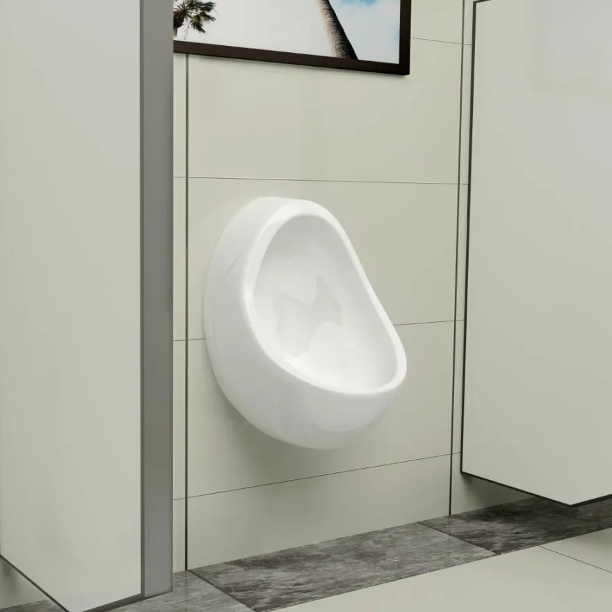 vidaXL Wandurinal mit Spülventil Keramik Weiß