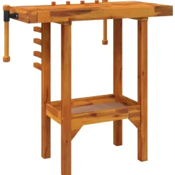 vidaXL Werkbank mit Schraubstöcken 92x48x83 cm Massivholz Akazie