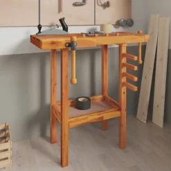 vidaXL Werkbank mit Schraubstöcken 92x48x83 cm Massivholz Akazie
