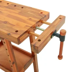 vidaXL Werkbank mit Schraubstöcken 92x48x83 cm Massivholz Akazie