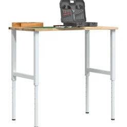 vidaXL Werkbank 100x60x(71,5-98) cm Massivholz Eiche