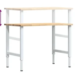 vidaXL Werkbank 100x60x(71,5-98) cm Massivholz Eiche