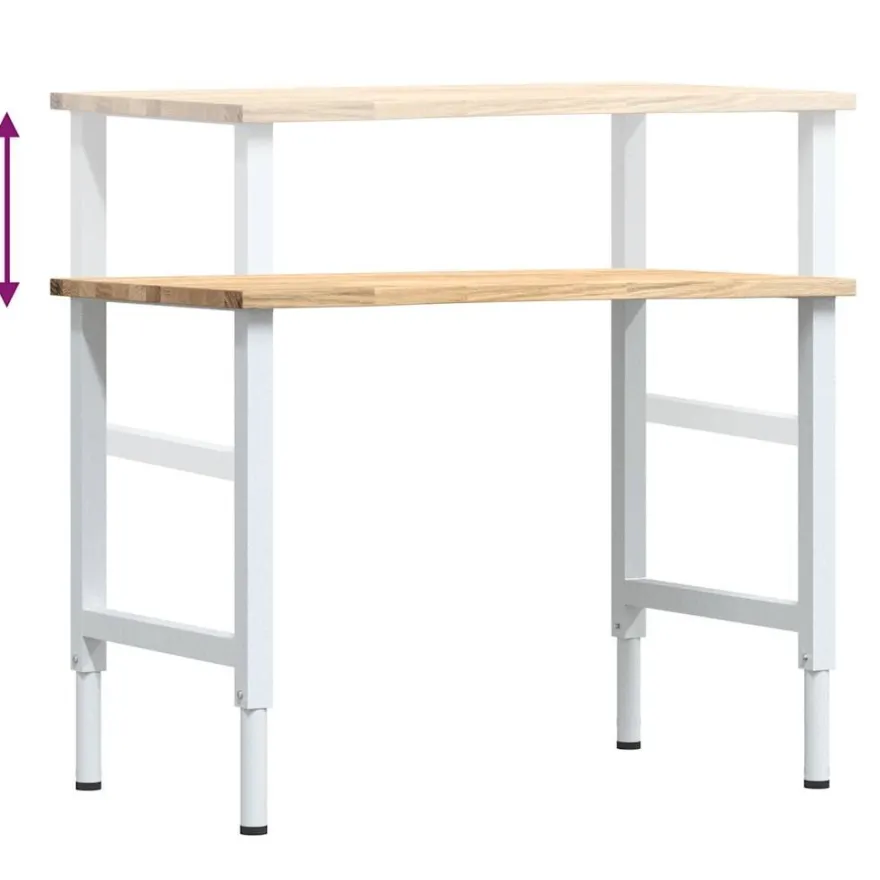 vidaXL Werkbank 100x60x(71,5-98) cm Massivholz Eiche