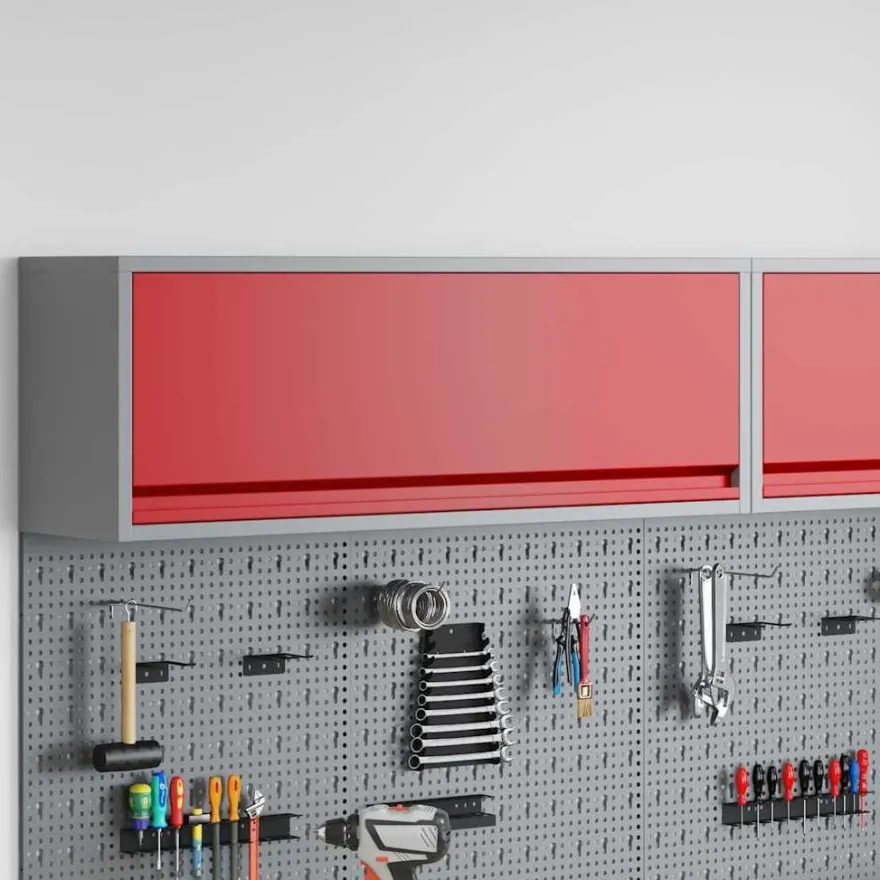 vidaXL Werkzeugschrank mit Speicher Rot und Grau 100 x 25 x 35 cm