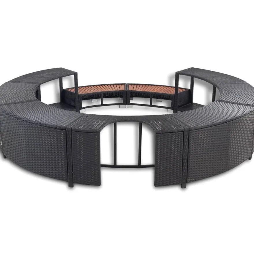 vidaXL Whirlpool-Umrandung Schwarz Poly-Rattan
