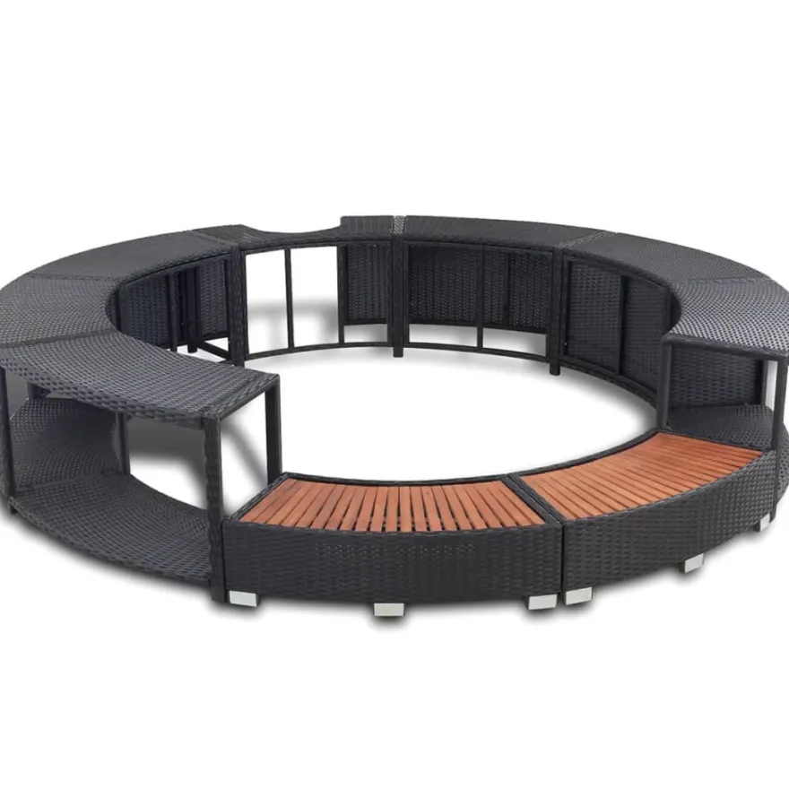 vidaXL Whirlpool-Umrandung Schwarz Poly-Rattan