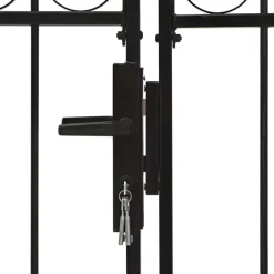 vidaXL Zauntor Doppelflügel Gewölbte Spitze Stahl 300 x 125 cm Schwarz