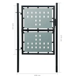 vidaXL Zauntor (Einzeltor) Schwarz 100x175 cm