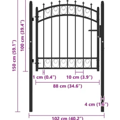 vidaXL Zauntor mit Spitzen Stahl 103x97 cm Schwarz