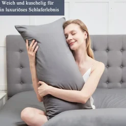 Vielit Kissenbezug 60x80 cm Grau - 2er Set Mikrofaser, weich und hypoallergen